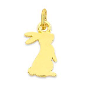 Solid 10k Gold Rabbit Charm - Tiny Cute Animal Charm - Golden Fire Jewelry
